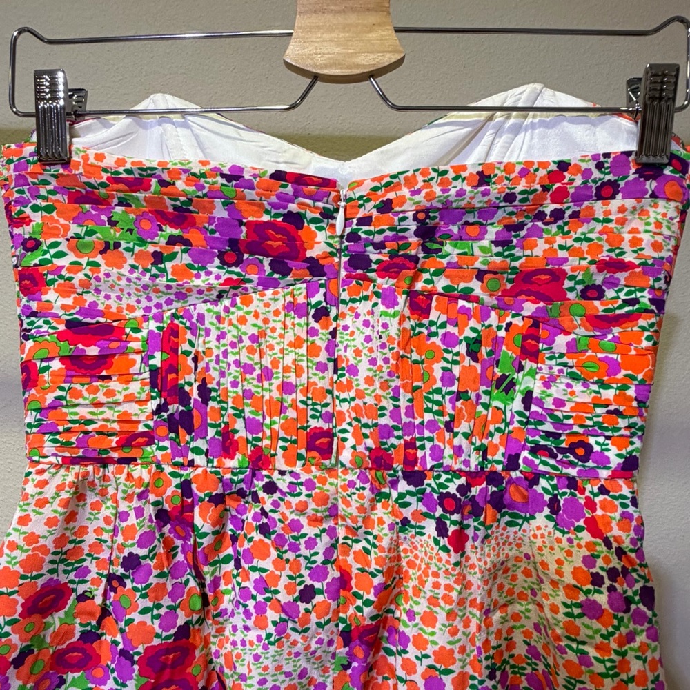 Shoshanna Bright Floral Silk Strapless Dress - Picture 5 of 11